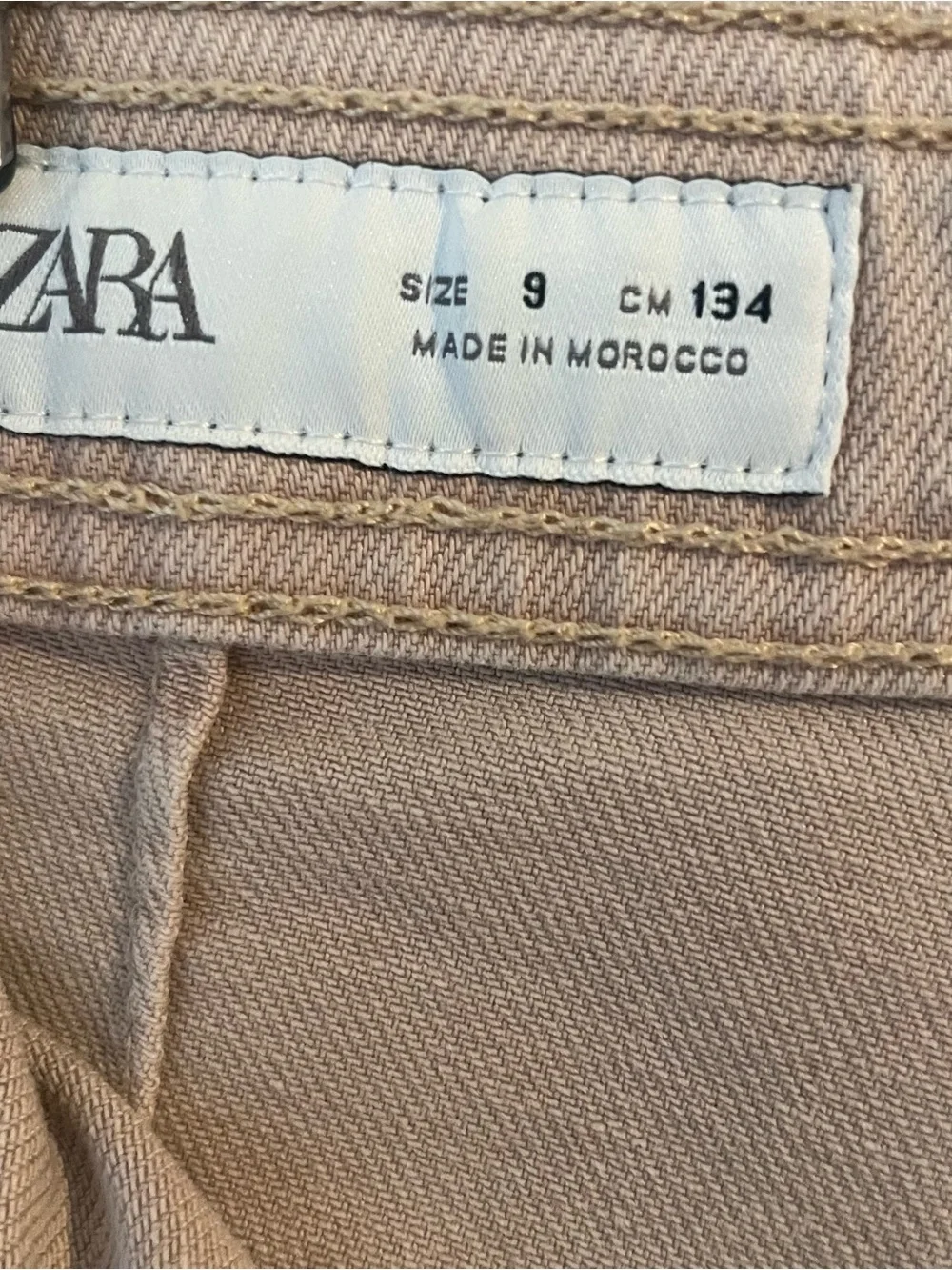 Zara Girls Wide Leg Jeans Beige Raw Hem Size 9 (134 cm Wide Leg